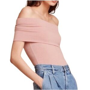 ARITZIA Wilfred Free Camille Hayett off the shoulder pastel pink bodysuit